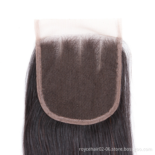 Wholesale 100% Brazilian Virgin Human Hair Remy Hair Extension Bundles Unprocessed 4x4 Swiss 3 Part Lace Closure